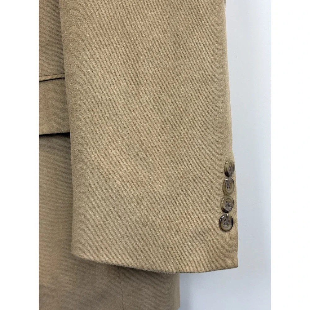 Stafford‎ Sport Coat Blazer Mens 44R Beige 3 Button Faux Suede Twill Suit Jacket